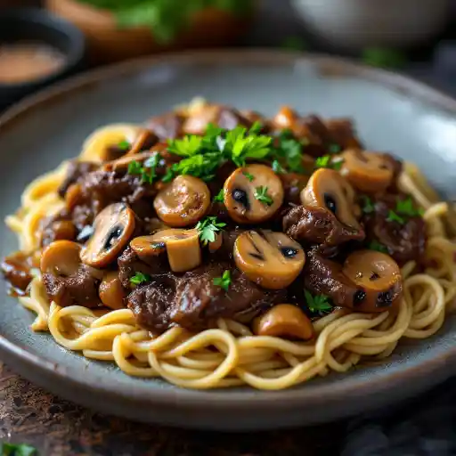 Beef Bourguignon with Mushroom Demi