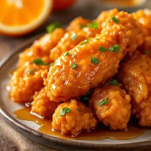 Orange honey glazed fried chicken