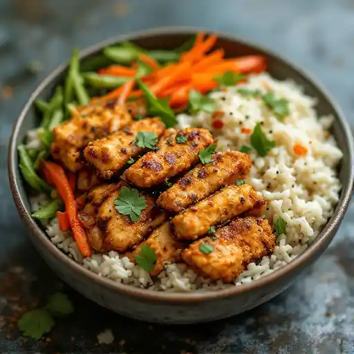 Thai Crispy Chicken Basil Rice Bowl