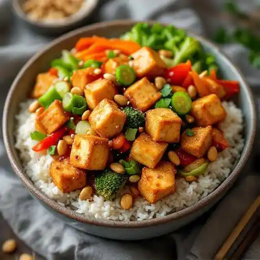 Crispy Tofu Kung Pao Bowl