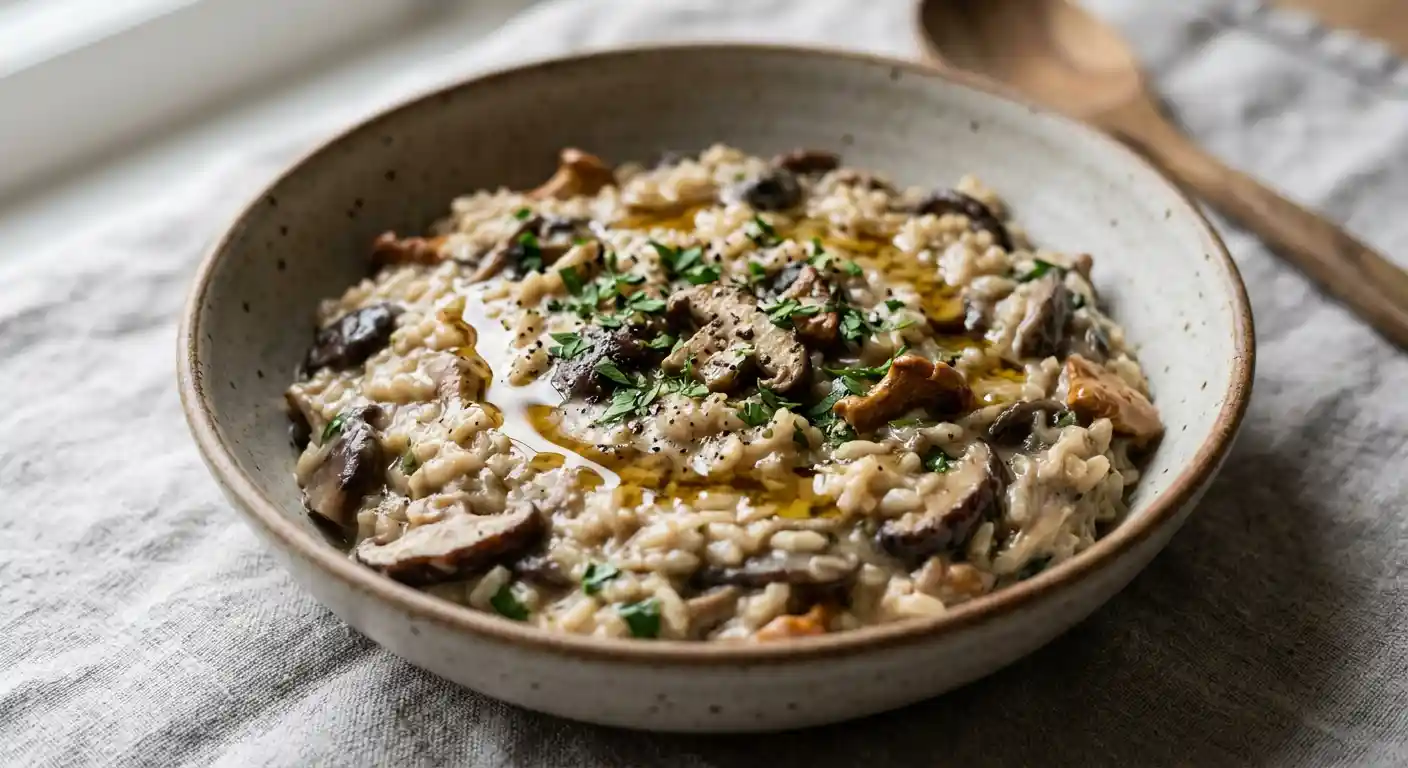 Wild Mushroom Risotto with Truffle Oil