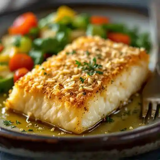 Parmesan and Asiago Crusted Halibut