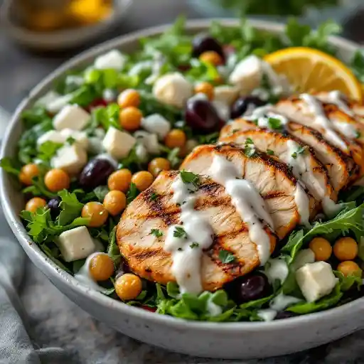 Mediterranean Grilled Lemon-Herb Chicken Breast Bowl