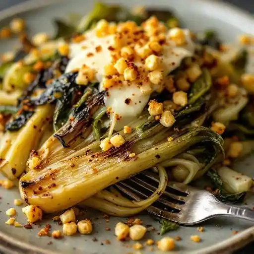 Burnt Charred Leek Cabbage Caesar