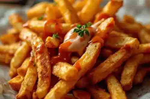 Battered Fries recipe served on a plate, by Pekin the Chef