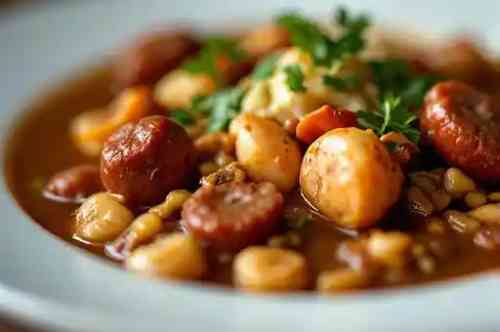 Landry's Gumbo recipe served on a plate, by Pekin the Chef
