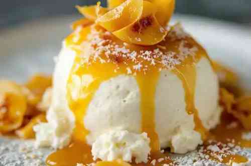 Baked Alaska recipe served on a plate, by Pekin the Chef