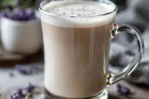 Lavender London Fog recipe served in a glass, by Pekin the Chef