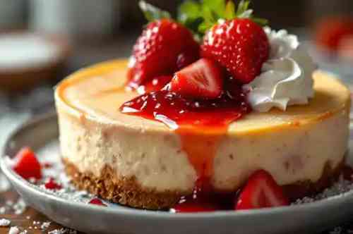 Crème Brulée Cheesecake recipe served on a plate, by Pekin the Chef