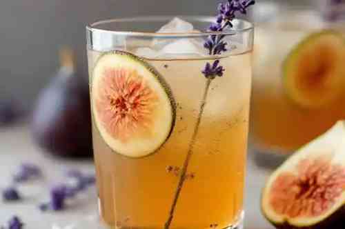 Fig Lavender Spritz recipe served in a glass, by Pekin the Chef