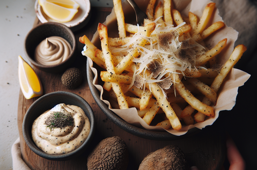 Truffle Parm Fries recipe served on a plate, by Pekin the Chef
