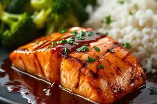 Maker's Mark Salmon recipe served on a plate, by Pekin the Chef