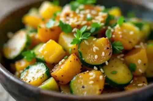 KYOTO CUCUMBERS recipe served on a plate, by Pekin the Chef