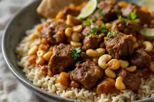 LAMB KORMA recipe served on a plate, by Pekin the Chef