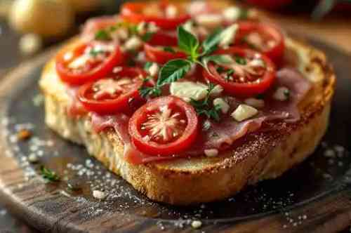 PA AMB TOMÀQUET W/ SERRANO HAM recipe served on a plate, by Pekin the Chef