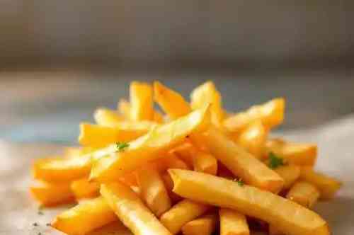 Thin Cut Pencil Fries recipe served on a plate, by Pekin the Chef
