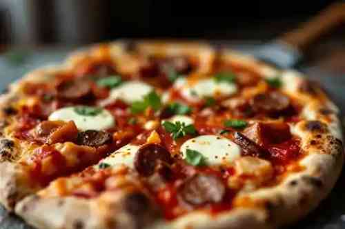 Tutta Carne PIZZA recipe served on a plate, by Pekin the Chef