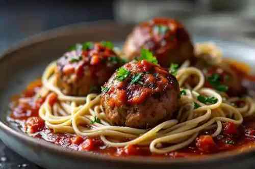 Duck Meatballs recipe served on a plate, by Pekin the Chef