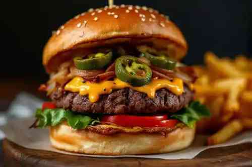 Jalapeno Heat Wave Burger recipe served on a plate, by Pekin the Chef