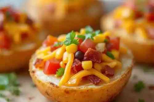 Potato Skins recipe served on a plate, by Pekin the Chef